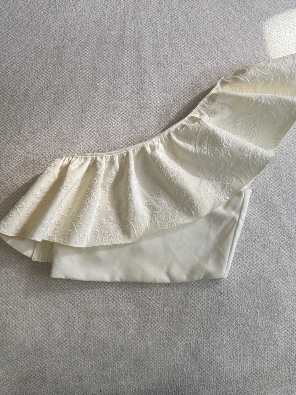 Off White Eyelet Ruffle Top